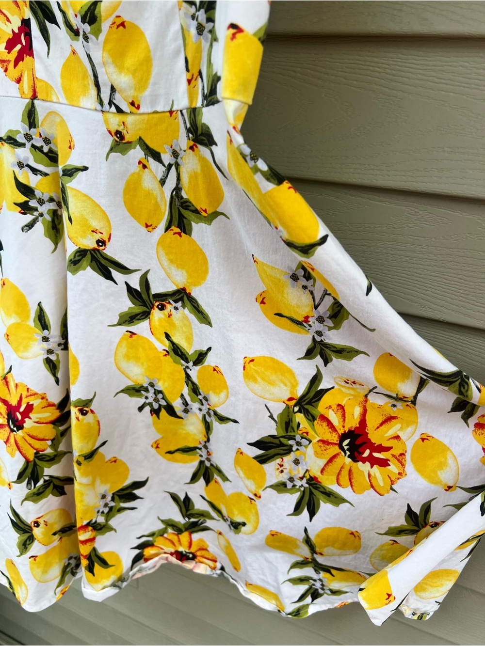 Hanpce’irs Retro Lemon/Floral Dress : Ruffle trim : Small puff Sleeve Size M - Picture 3 of 14